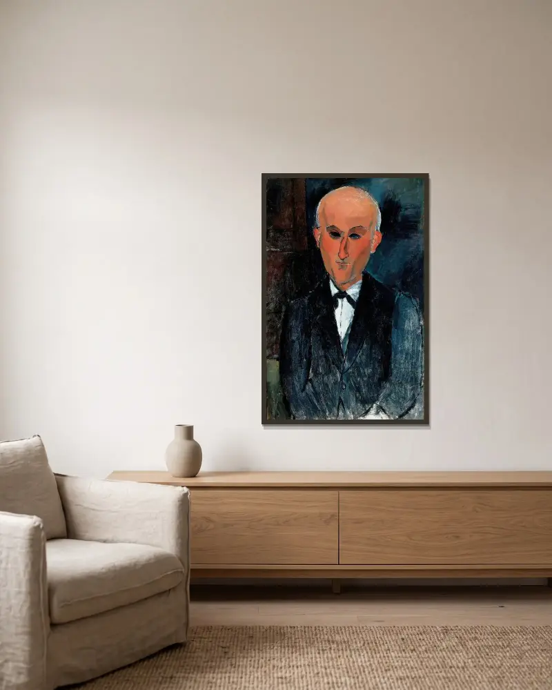 Max Jacob (1876-1944) av Amedeo Modigliani inramad på en vägg