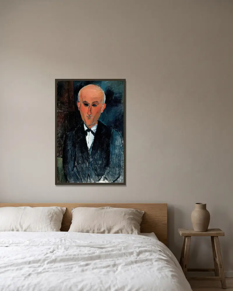 Max Jacob (1876-1944) av Amedeo Modigliani inramad på en vägg