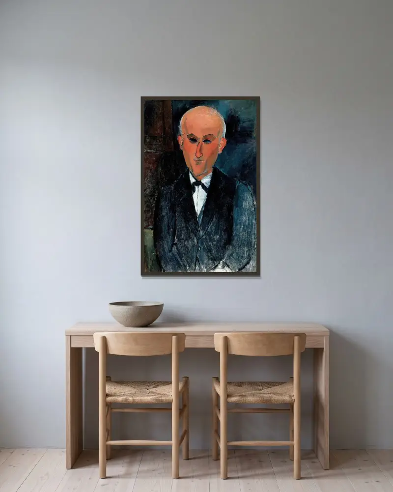 Max Jacob (1876-1944) av Amedeo Modigliani inramad på en vägg