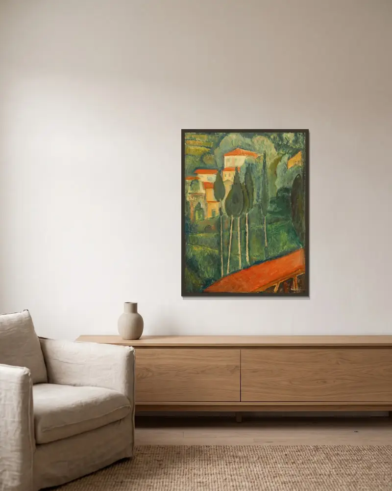 Landschaft im Süden von Amedeo Modigliani gerahmt an einer Wand