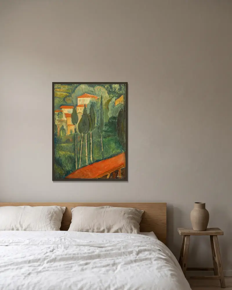 Landschaft im Süden von Amedeo Modigliani gerahmt an einer Wand