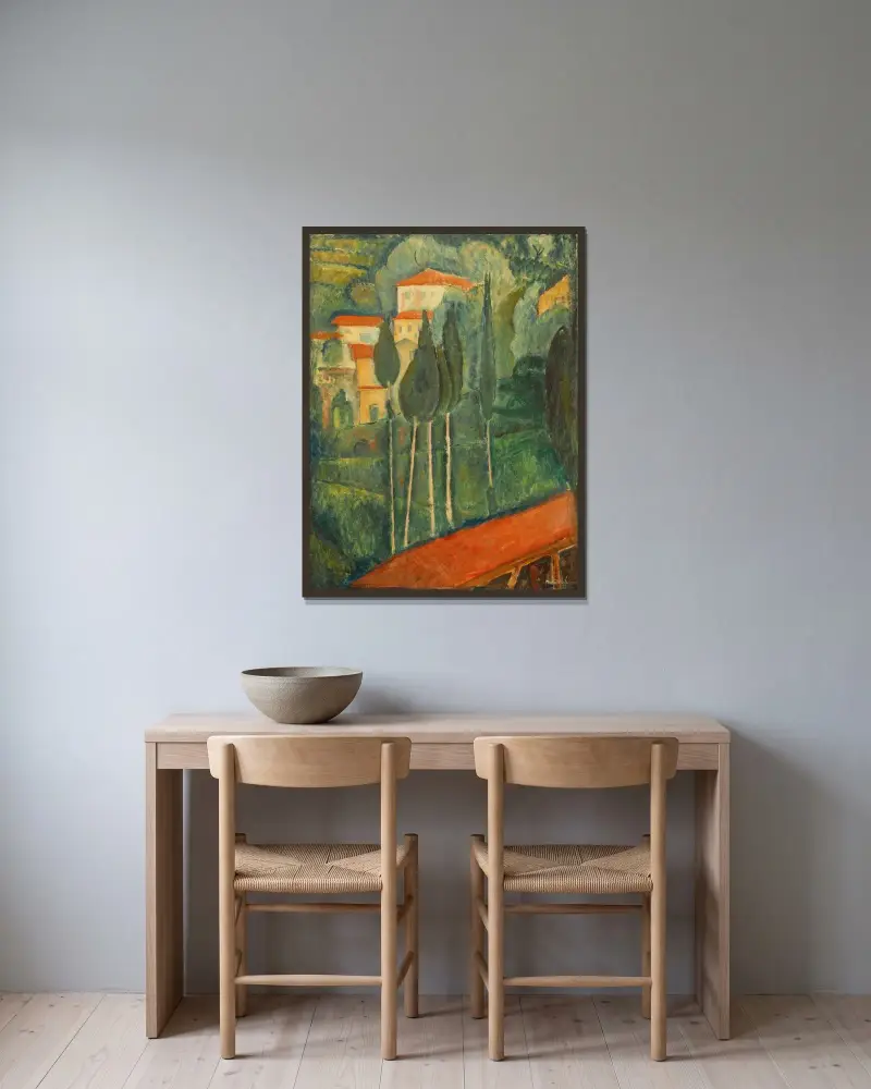 Landschaft im Süden von Amedeo Modigliani gerahmt an einer Wand