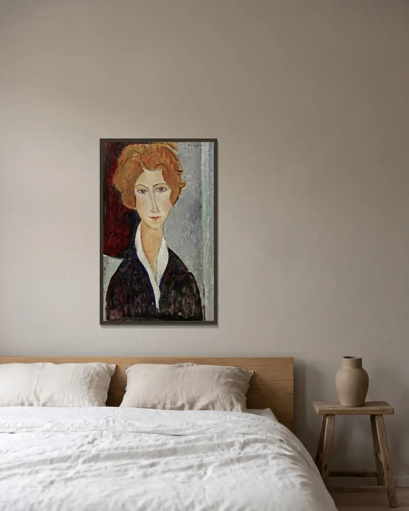 Frauenporträt, 1917 von Amedeo Modigliani gerahmt an einer Wand