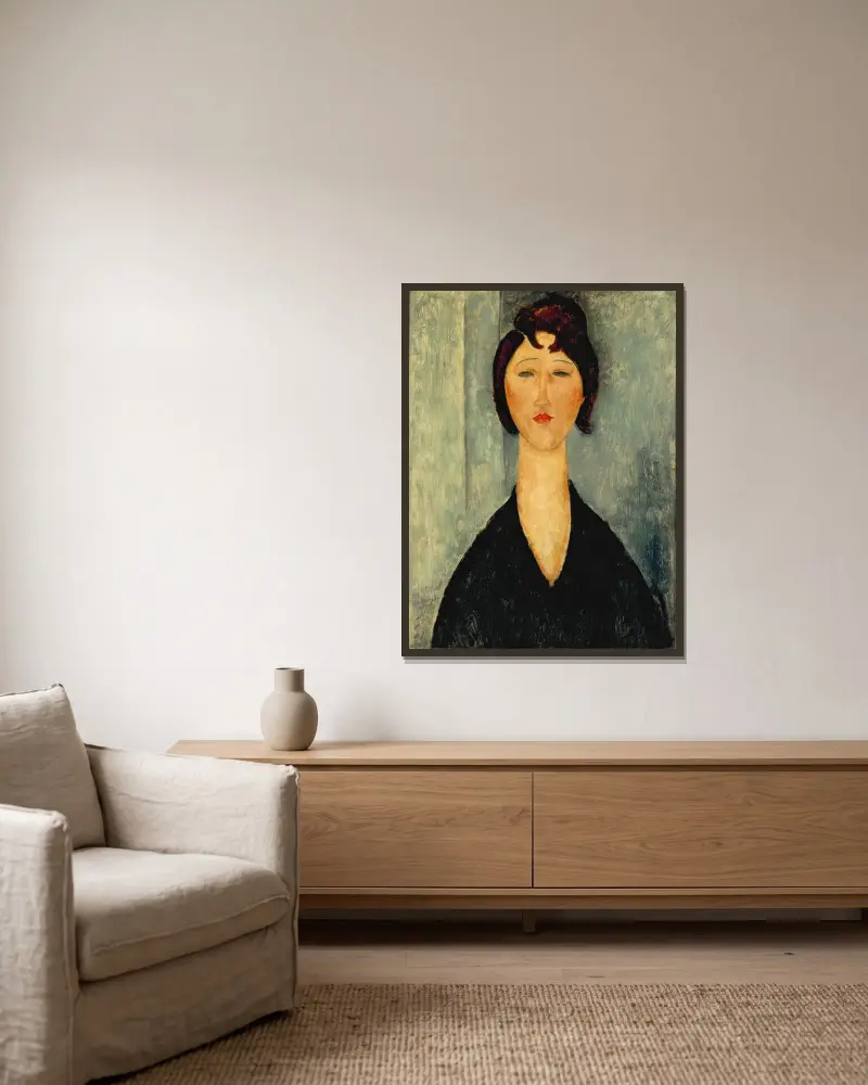 Portret młodej kobiety, 1918 – Nr. 1, Amedeo Modigliani w ramie na ścianie