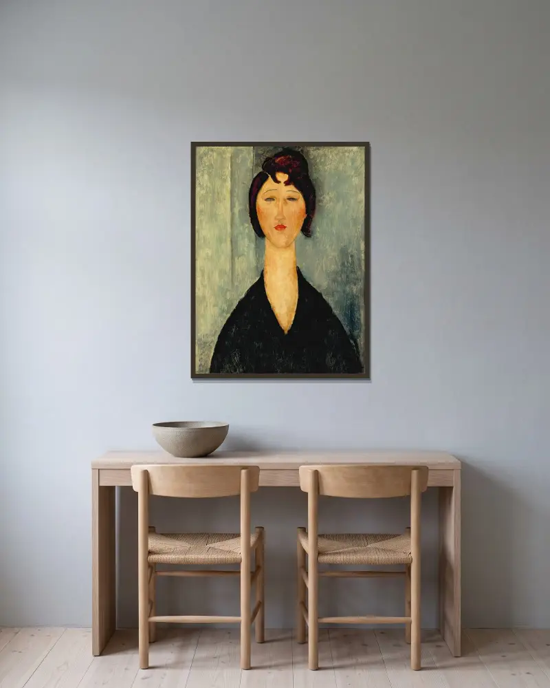 Portret młodej kobiety, 1918 – Nr. 1, Amedeo Modigliani w ramie na ścianie