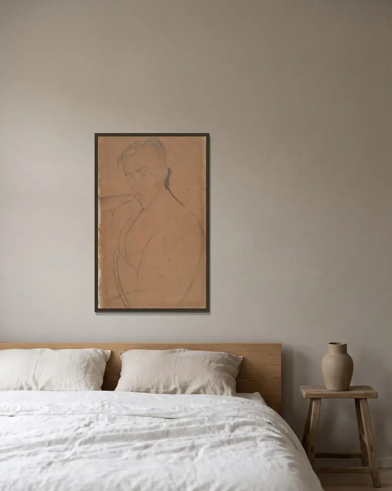 Porträtt av Donato Frisia av Amedeo Modigliani inramad på en vägg