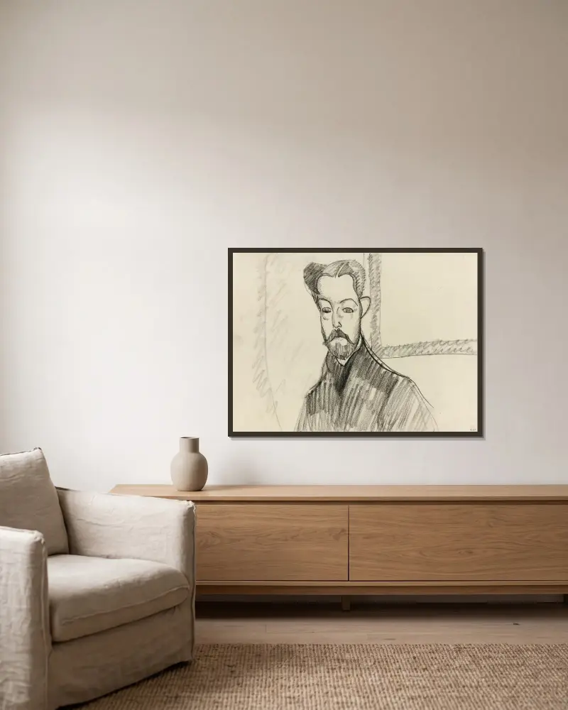 Porträtt av Paul Alexandre av Amedeo Modigliani inramad på en vägg
