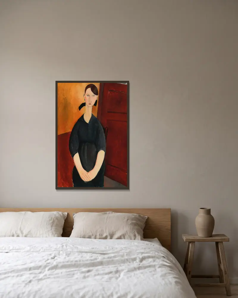 Porträt von Paulette Jourdain von Amedeo Modigliani gerahmt an einer Wand