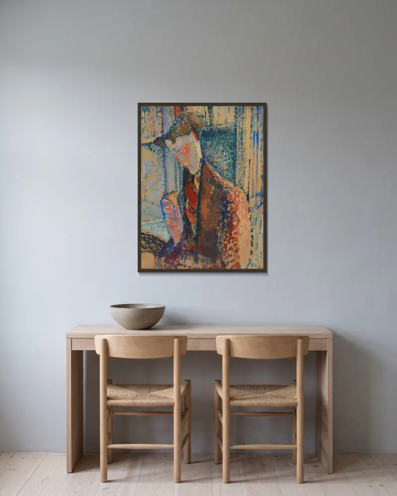Reverie (Study for the Portrait of Frank Burty Haviland) av Amedeo Modigliani inramad på en vägg