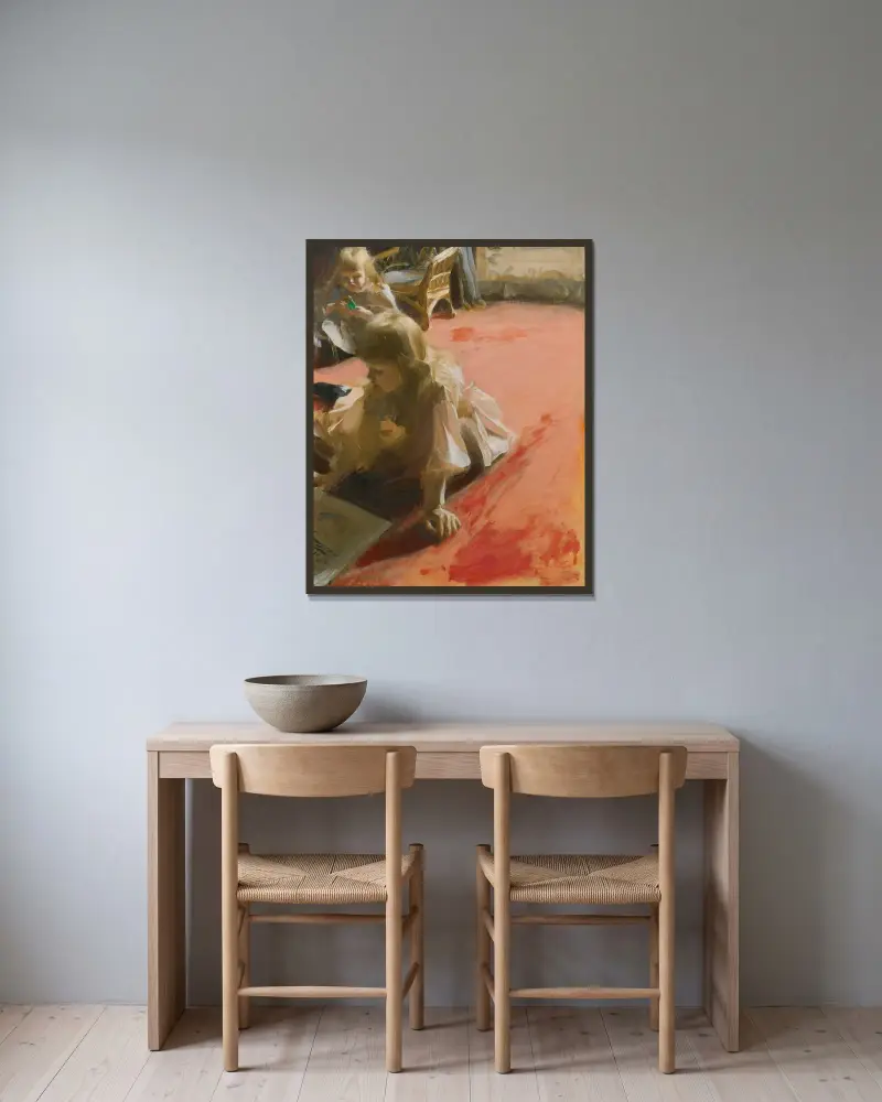 Porträt der Töchter von Ramón Subercaseaux von Anders Zorn gerahmt an einer Wand