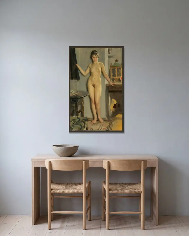 Älvan von Anders Zorn gerahmt an einer Wand
