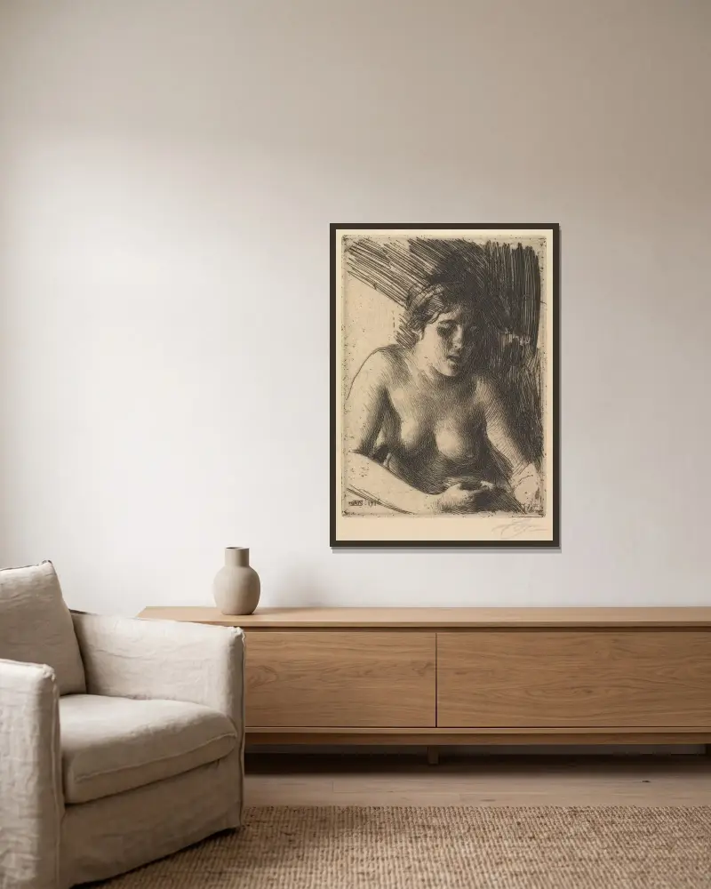 Büste von Anders Zorn gerahmt an einer Wand