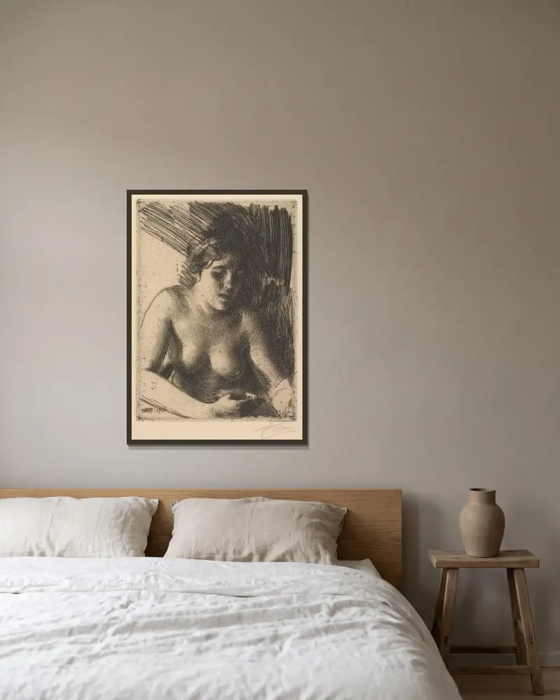 Büste von Anders Zorn gerahmt an einer Wand