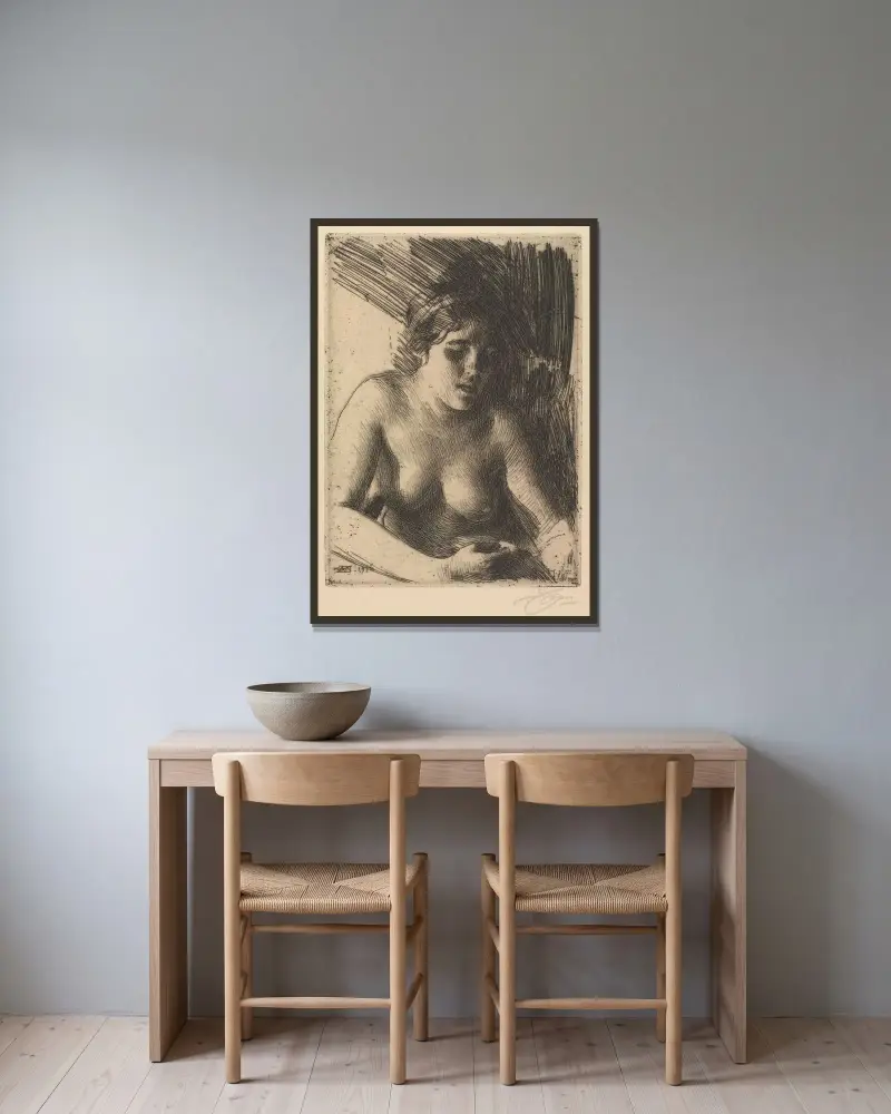 Büste von Anders Zorn gerahmt an einer Wand