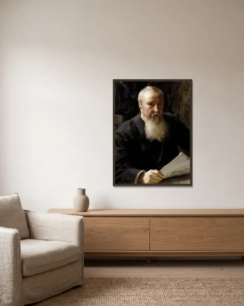 Carl Fredrik Liljevalch av Anders Zorn inramad på en vägg