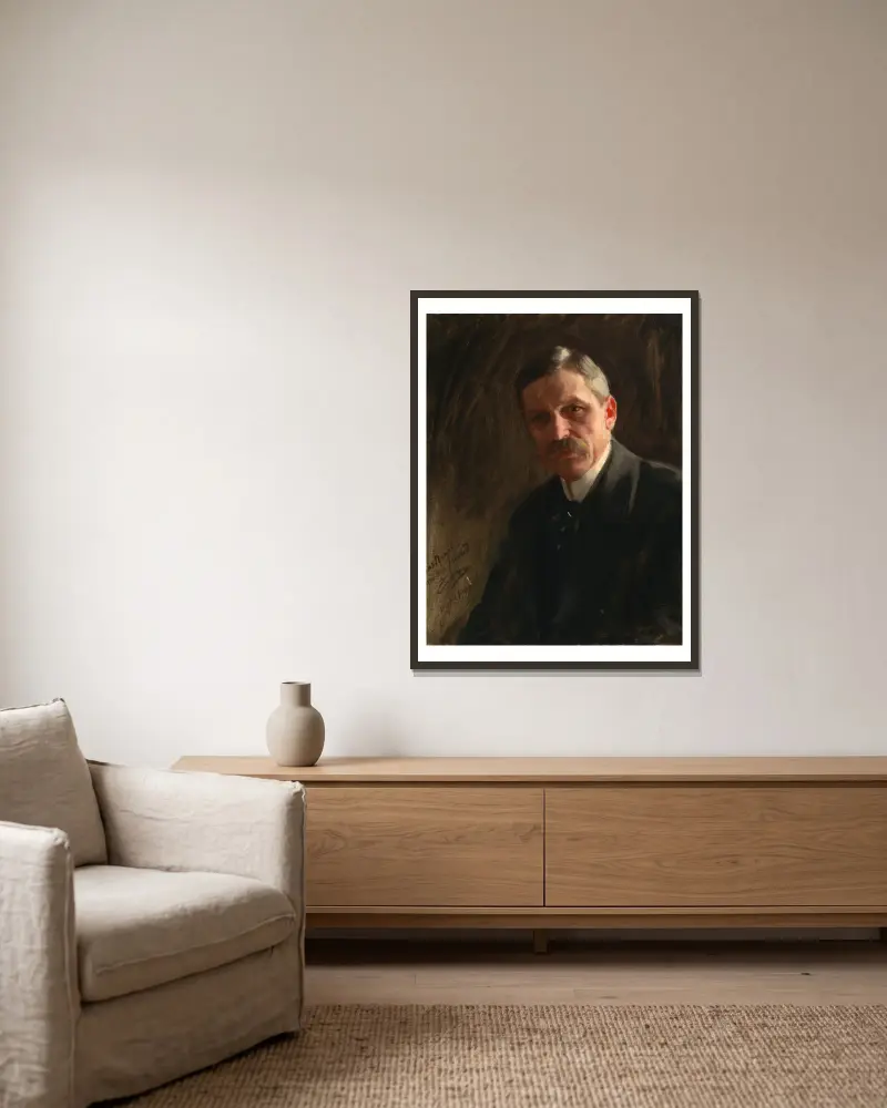Charles Nagel av Anders Zorn inramad på en vägg