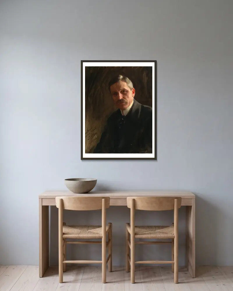 Charles Nagel av Anders Zorn inramad på en vägg