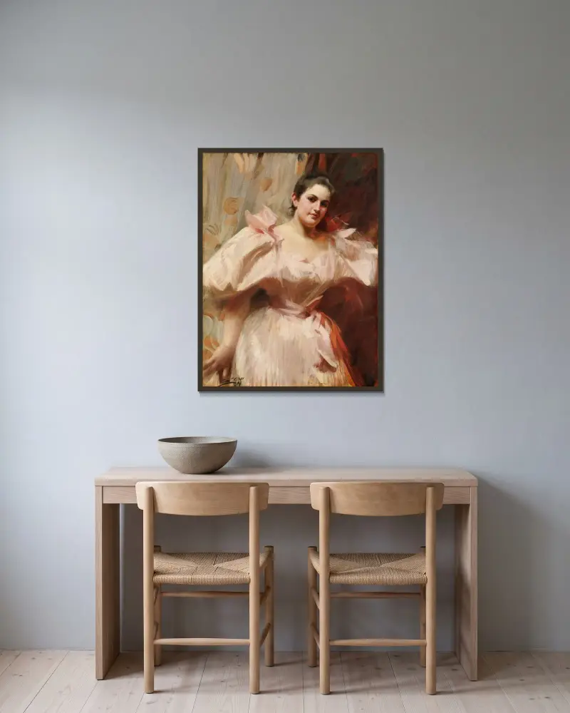 Frieda Schiff (1876–1958), senare fru Felix M. Warburg av Anders Zorn inramad på en vägg