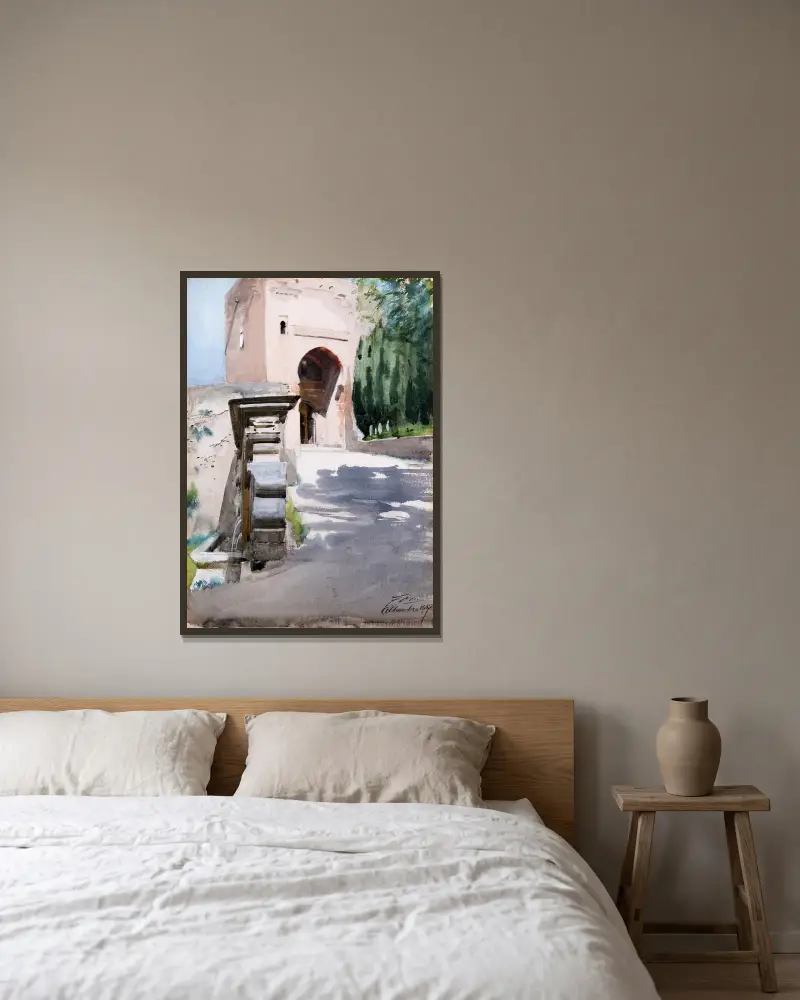 Port i Alhambra av Anders Zorn inramad på en vägg