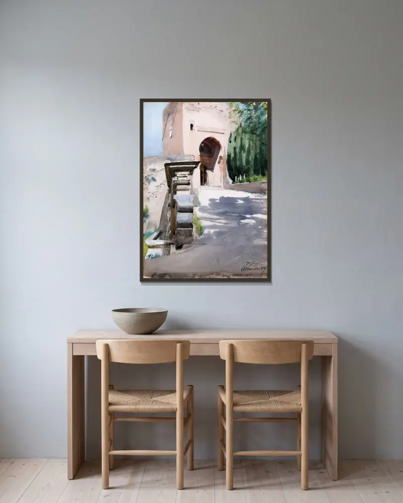 Port i Alhambra av Anders Zorn inramad på en vägg