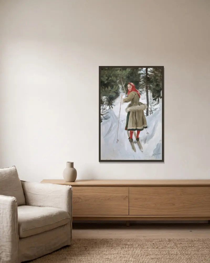 Flicka från Mora av Anders Zorn inramad på en vägg