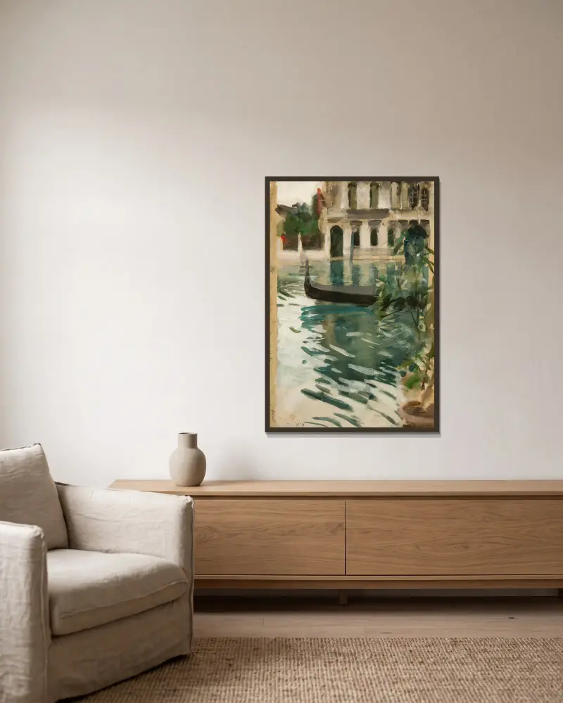 Gondol, Venedig av Anders Zorn inramad på en vägg