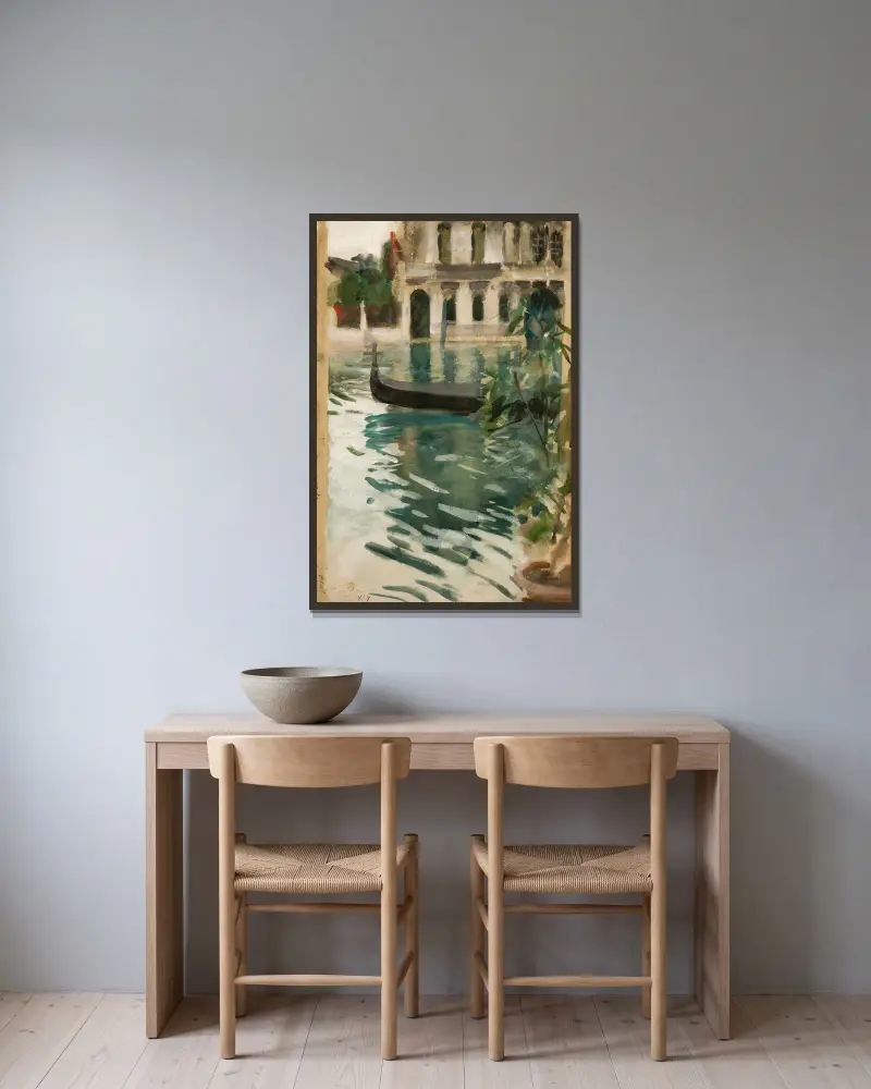 Gondol, Venedig av Anders Zorn inramad på en vägg