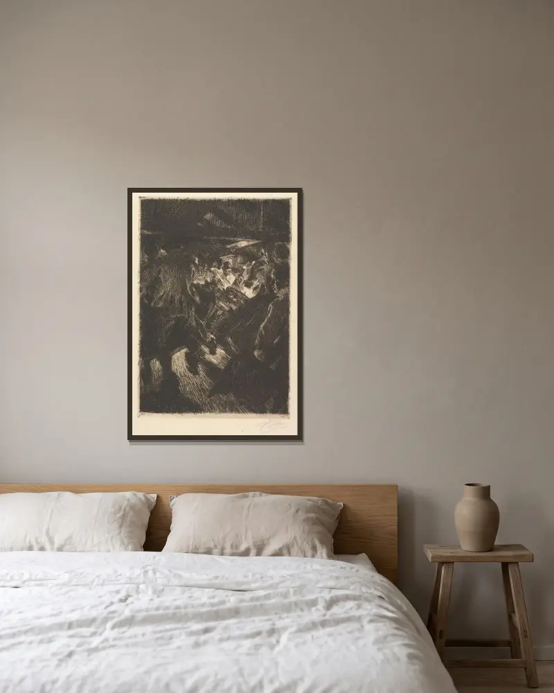 Chata w Gopsmor, Anders Zorn w ramie na ścianie