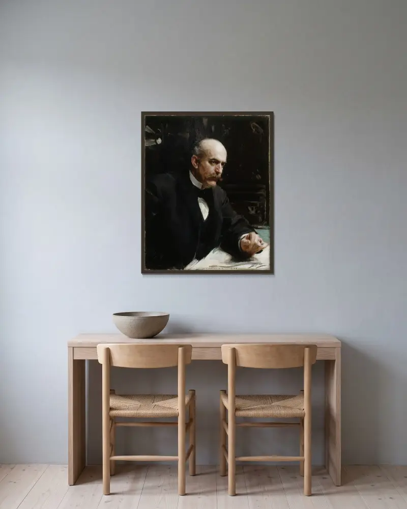 Halsey Cooley Ives av Anders Zorn inramad på en vägg