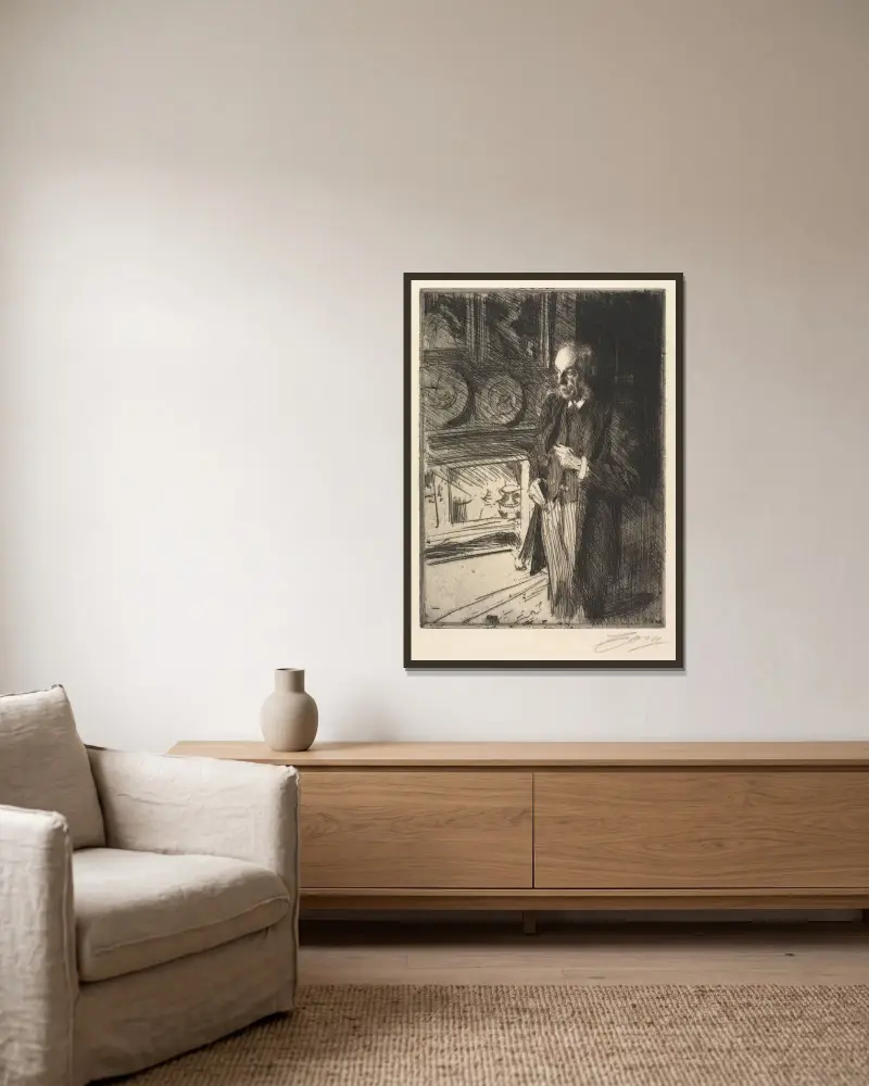 Henry Marquand av Anders Zorn inramad på en vägg