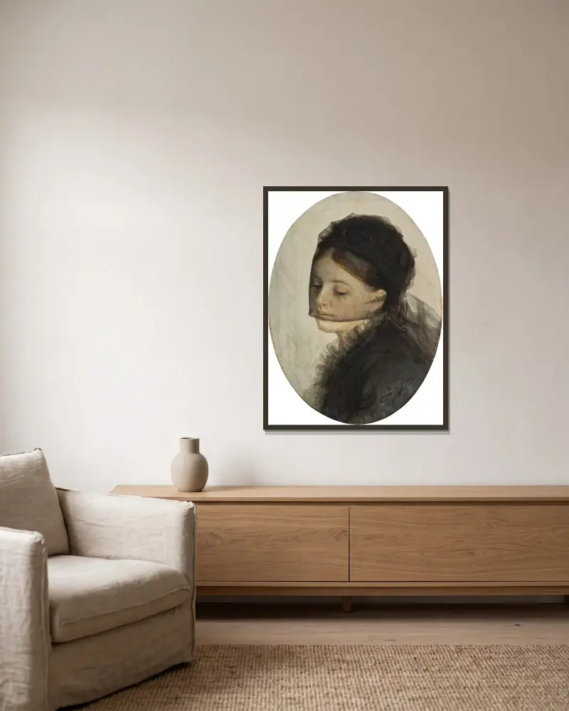 I sorg av Anders Zorn inramad på en vägg