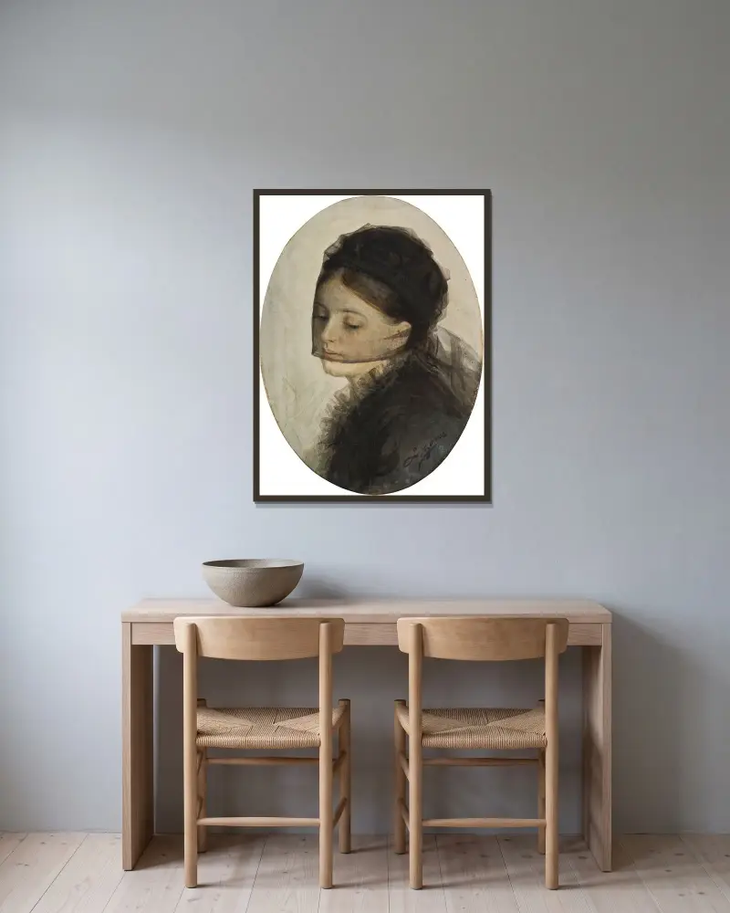 I sorg av Anders Zorn inramad på en vägg