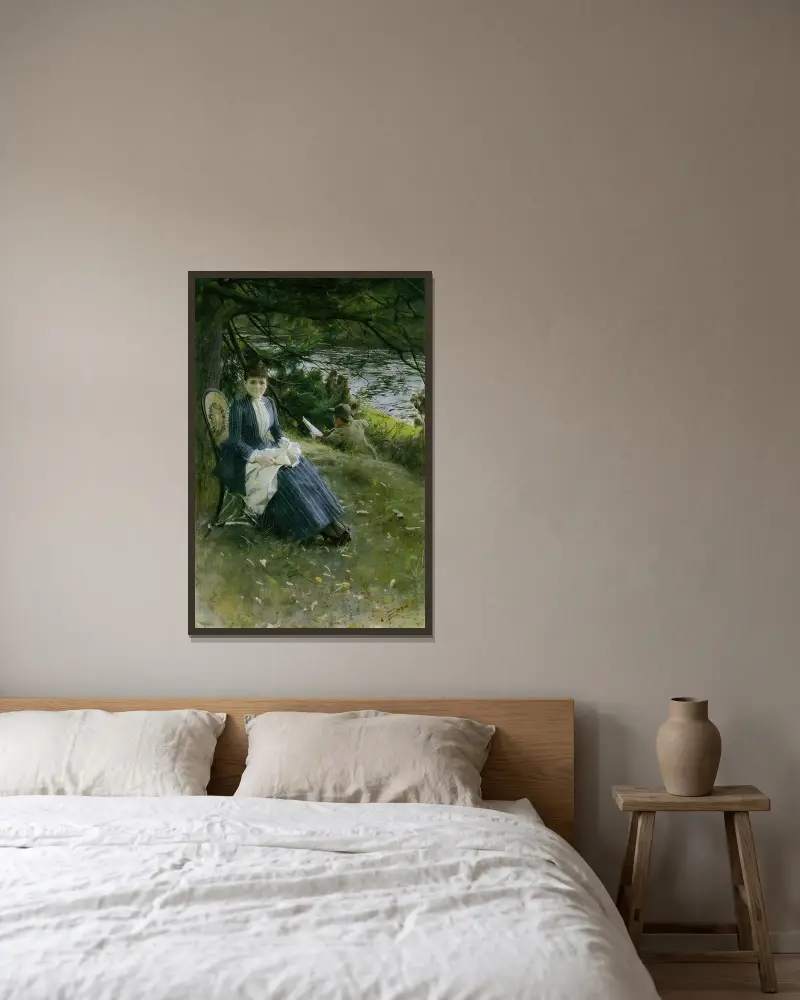 I Skottland (Mrs. Symons) av Anders Zorn inramad på en vägg