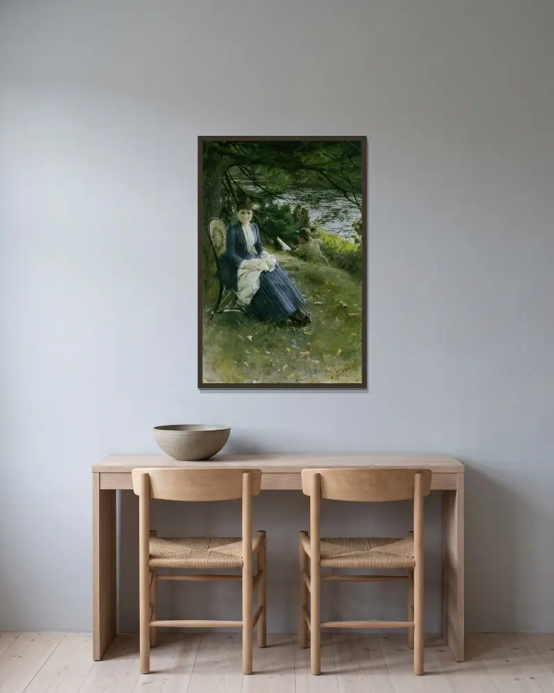 I Skottland (Mrs. Symons) av Anders Zorn inramad på en vägg