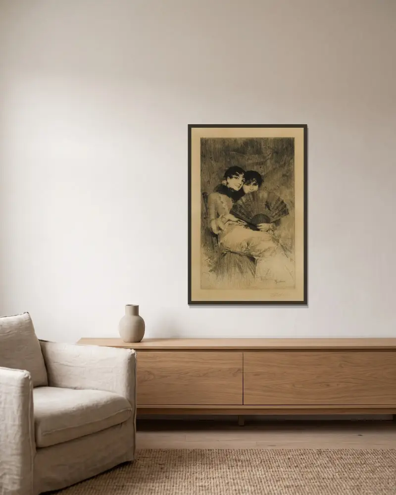 Kusinerna av Anders Zorn inramad på en vägg