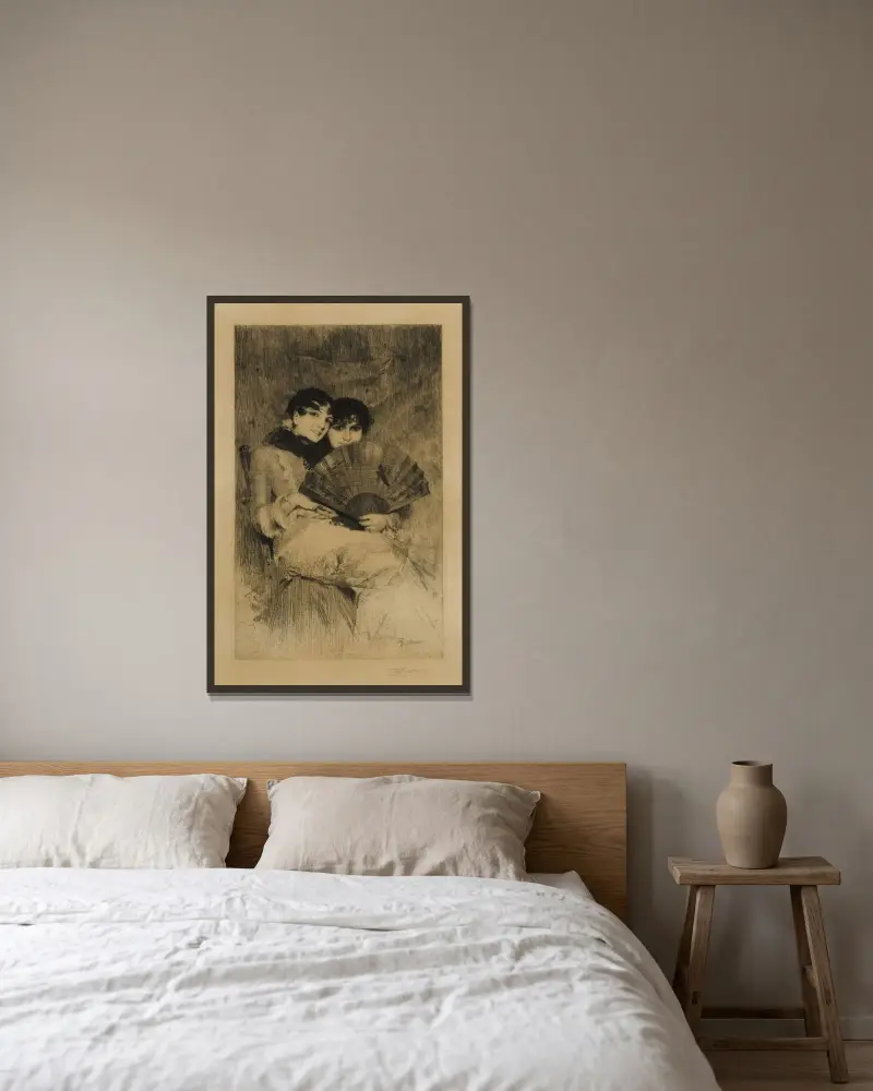 Kusinerna av Anders Zorn inramad på en vägg