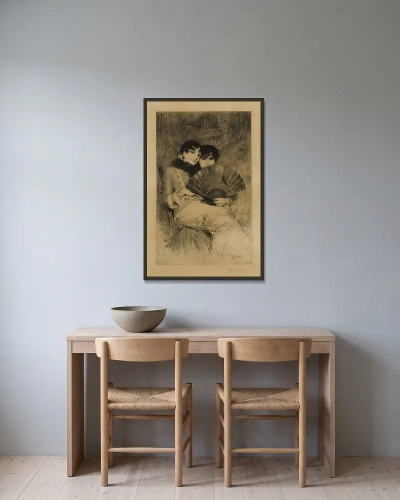Kusinerna av Anders Zorn inramad på en vägg