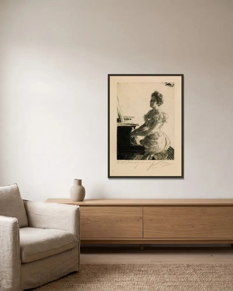 Mary Hardin av Anders Zorn inramad på en vägg