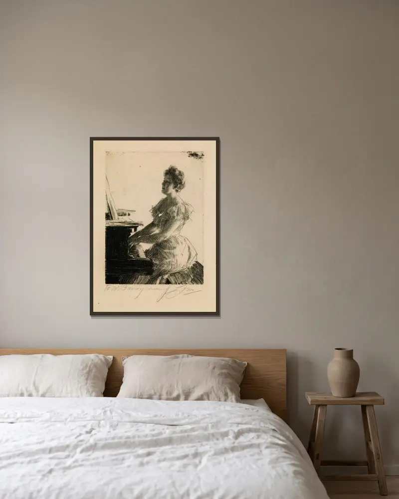 Mary Hardin av Anders Zorn inramad på en vägg