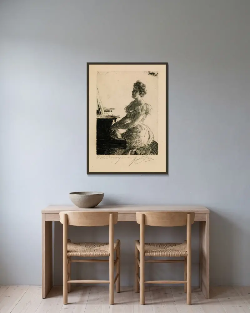 Mary Hardin av Anders Zorn inramad på en vägg