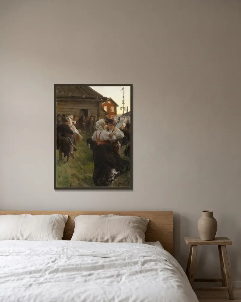 Midsommardans av Anders Zorn inramad på en vägg