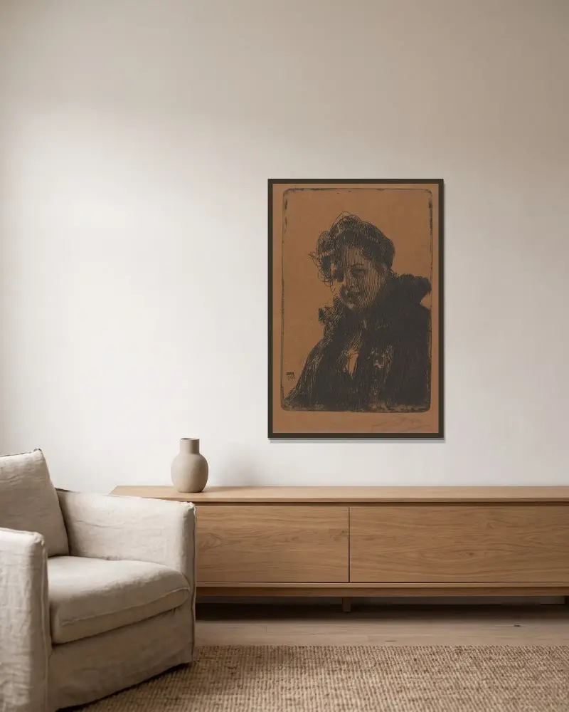 Fru Granberg av Anders Zorn inramad på en vägg