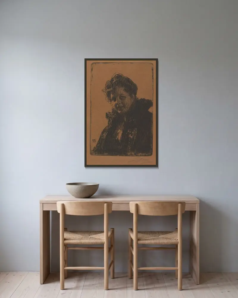 Fru Granberg av Anders Zorn inramad på en vägg