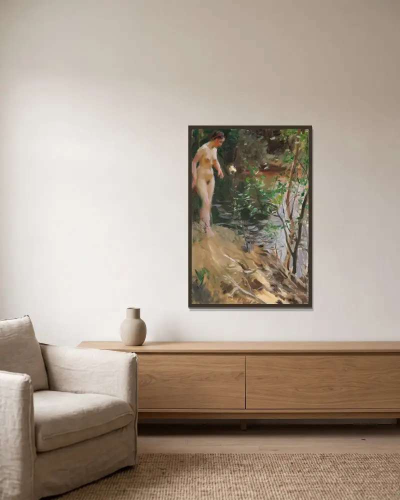 Modelka na brzegu, Anders Zorn w ramie na ścianie