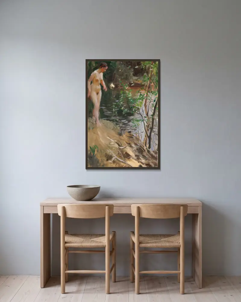 Modelka na brzegu, Anders Zorn w ramie na ścianie