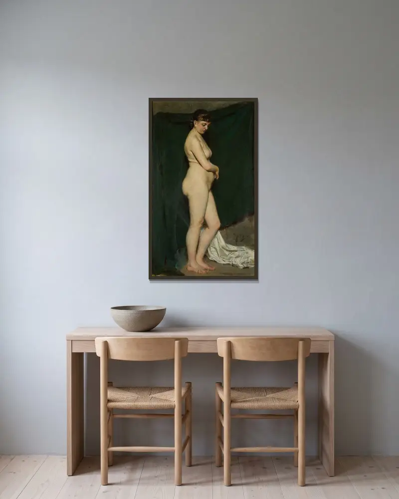 Modellstudie av Anders Zorn inramad på en vägg