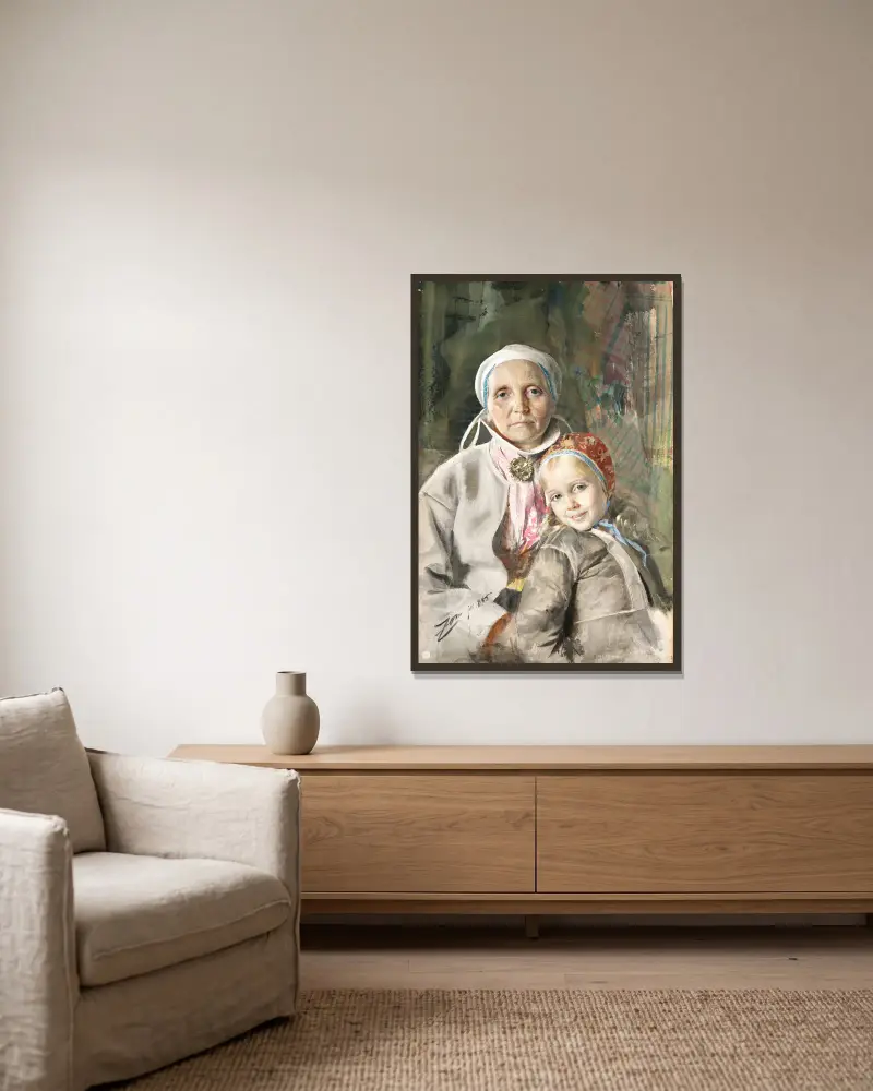 Mona och Karin av Anders Zorn inramad på en vägg