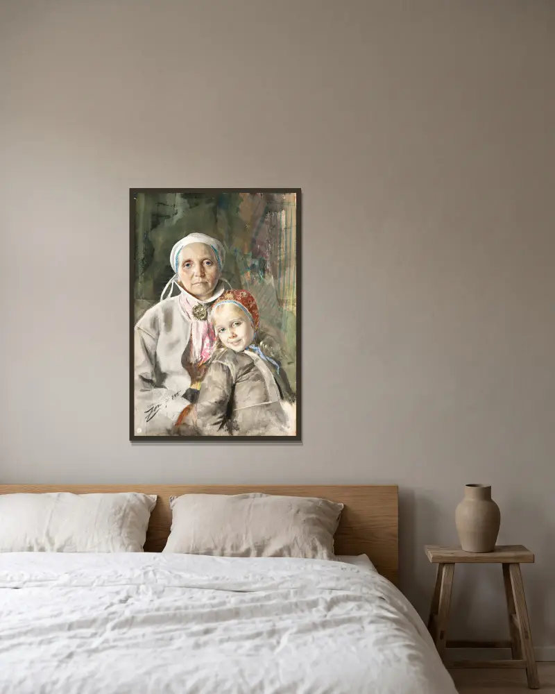 Mona och Karin av Anders Zorn inramad på en vägg