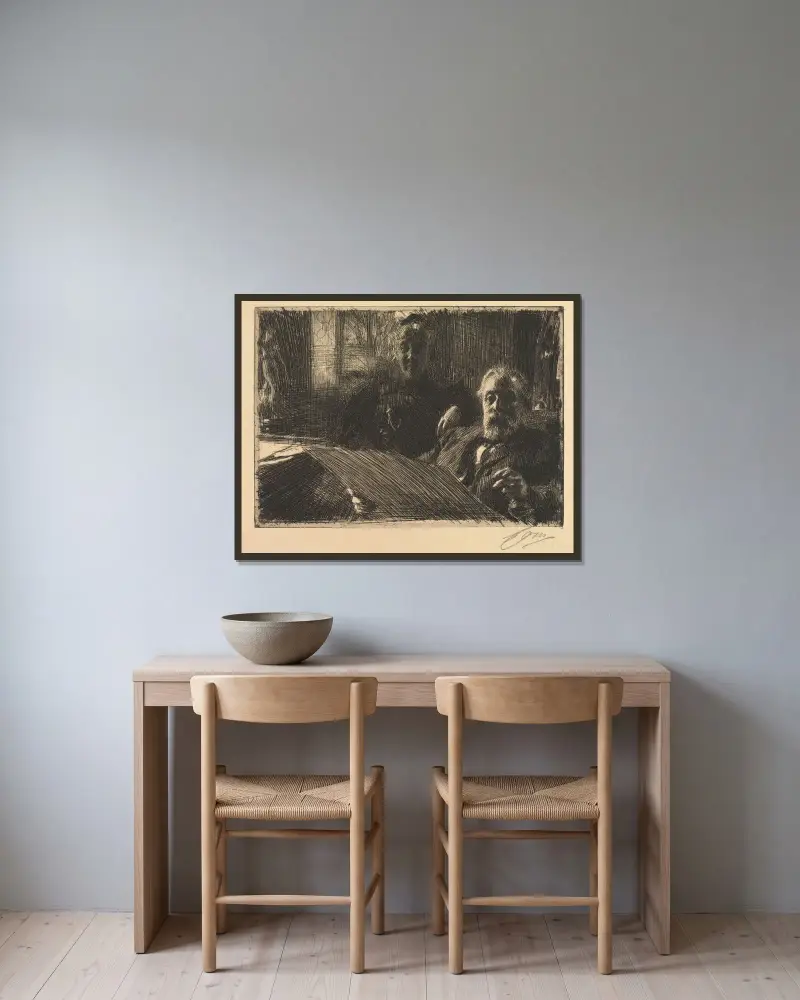 Herr och fru Fürstenberg av Anders Zorn inramad på en vägg