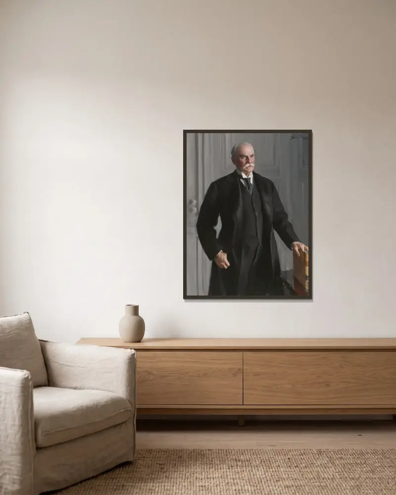 Nelson Wilmarth Aldrich av Anders Zorn inramad på en vägg